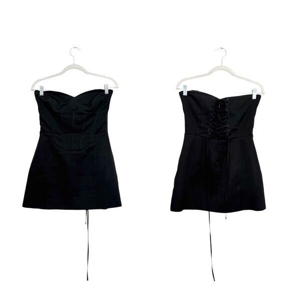 Reformation Pacie Satin Mini Dress in black - Picture 4 of 6